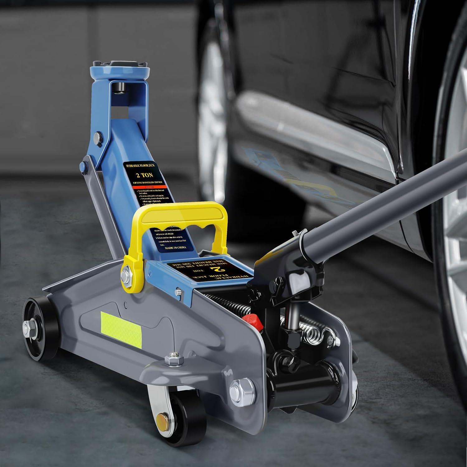 Larbanke 2T Floor Jack with Quick Lifting Range of 5.11-13 inches, Portable Hydraulic Floor Jack with Reflective Strip Suitable for Night Use, 6600 pounds Car Jack Suitable for Various Vehicle Models