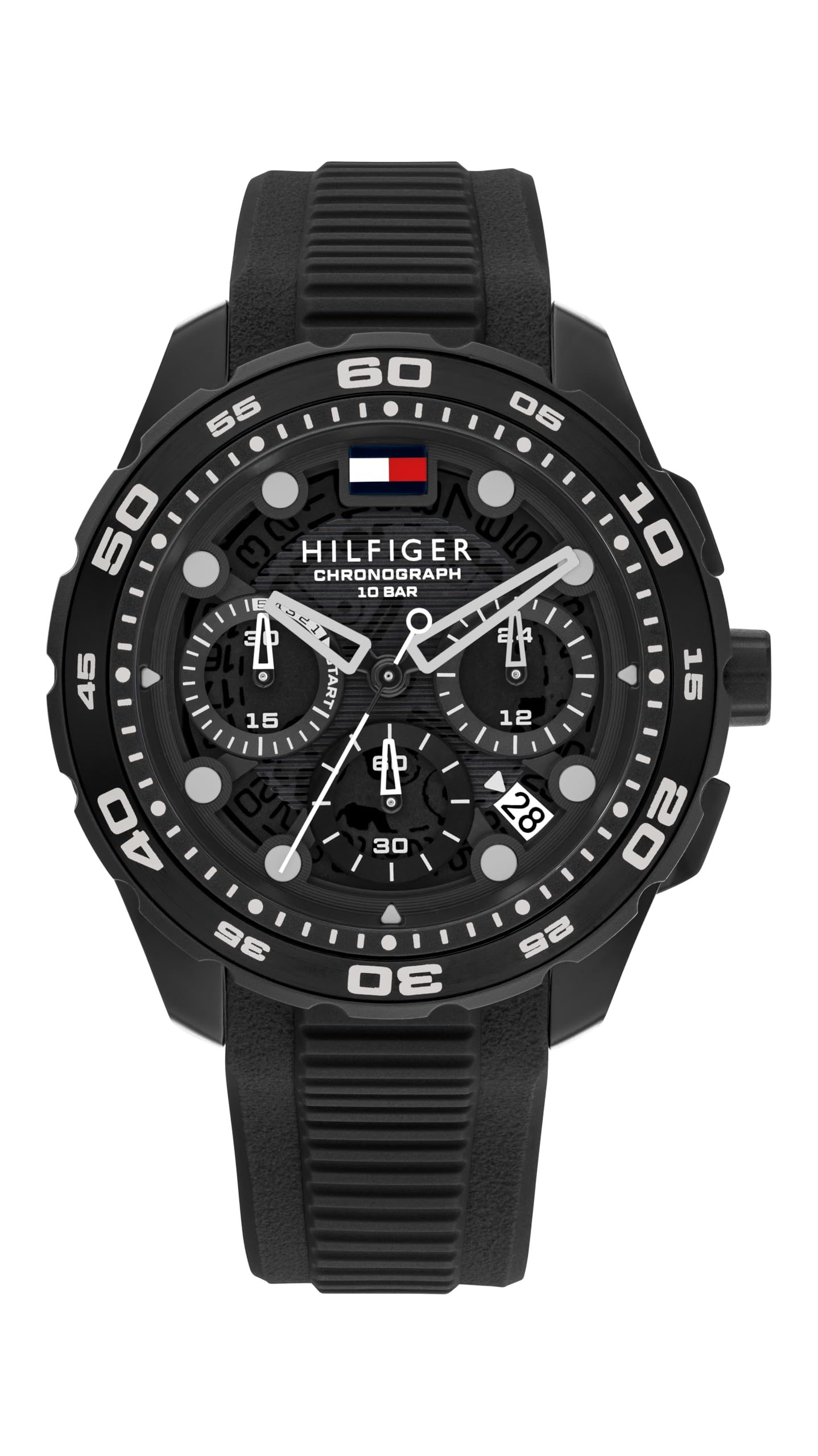 Tommy Hilfiger Men's Black Silicone Watch in Size 42, Sports Direct