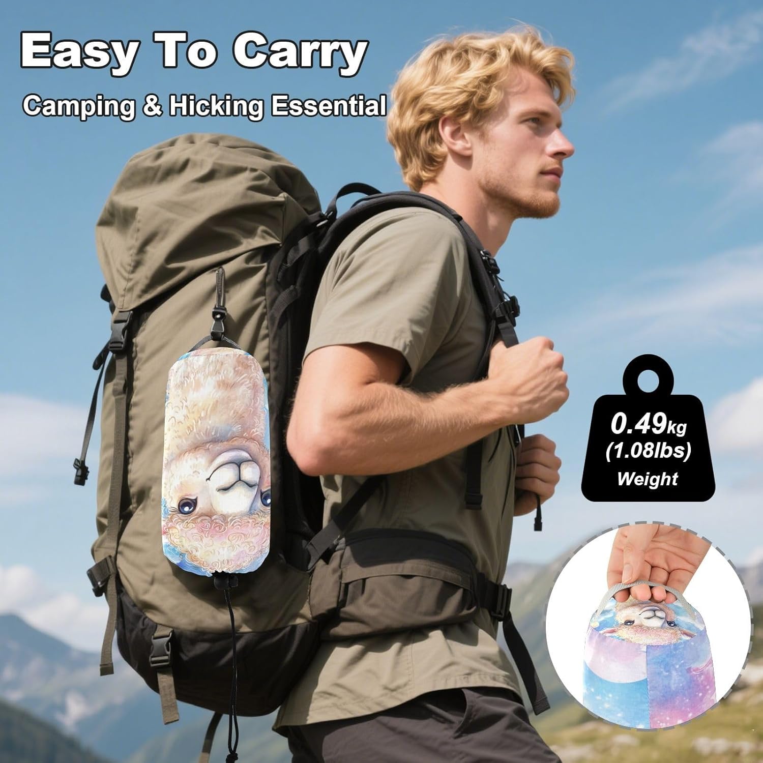 ALAZA Llama Cute Alpaca Watercolor Camping Hammocks Single or 2 Person 500 lbs Portable Parachute Travel Hammock w/Tree Straps for Hiking Backpacking Indoor Outdoor