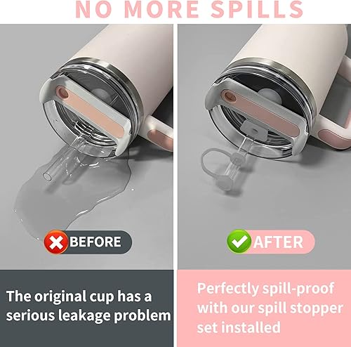 Miniatura 2 de Para accesorios de copa Stanley H2.0, incluye 2 tapones para derrames, cubierta de tapa de pajilla, tapón a prueba de fugas, silicona de 40 oz con