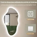 STARLEAD 90 x 50cm Irregular Bathroom-Mirror-with-LED-Lights, LED Bathroom Mirror with Bluetooth, Dimmable 3 Colours, Anti-Fog, Memory, IP44 Waterproof, Tempered Glass, Horizontal/Vertical - 9