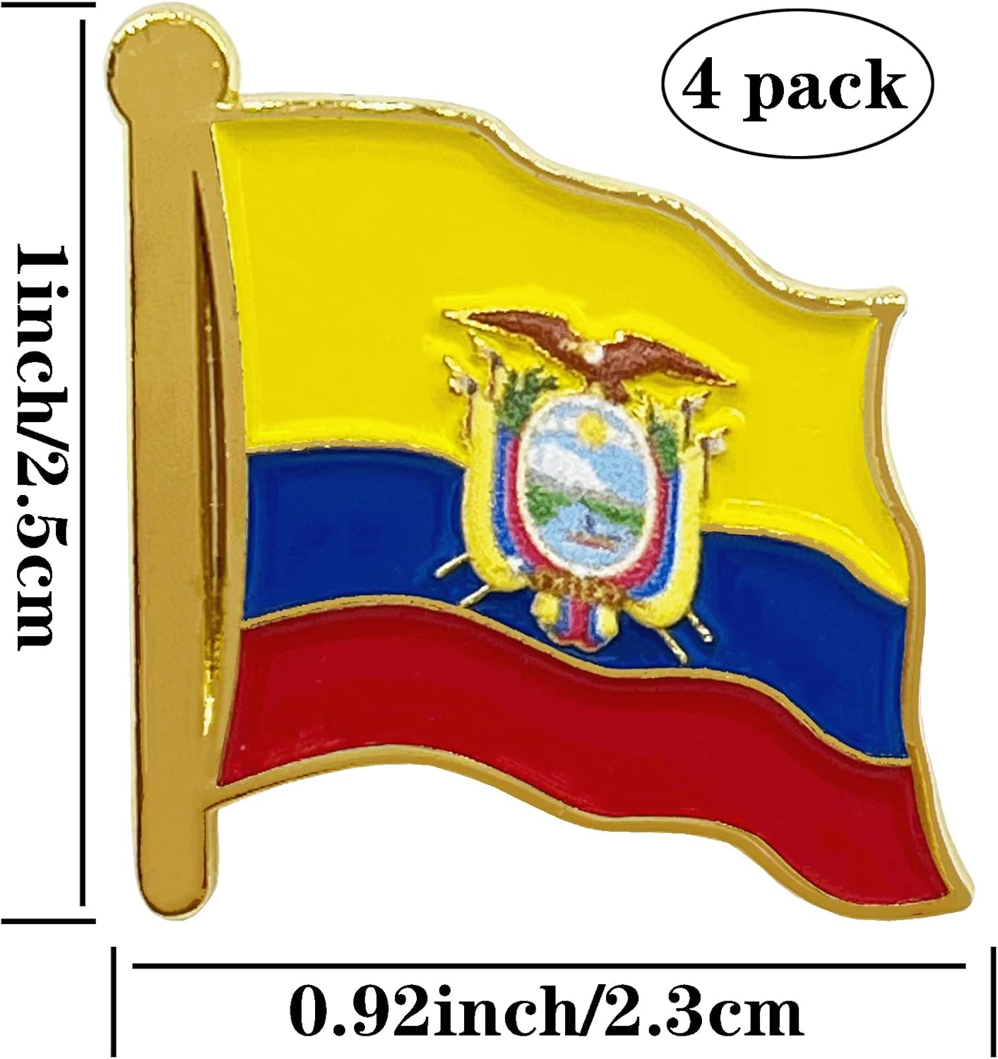 stidsds Ecuador Flag Pin - Ecuador Flags Pins Lapel Ecuadorians Flag Enamel Lapel Pin Men Women Suit & Waving Patriotic Metal Badge Souvenir Hat Backpacks Decoration(4 Pack) - Image 2