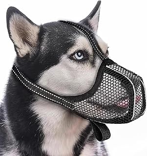LHOEST Muzzle for Dogs Soft Mesh Dog Muzzle for Small Dogs Large Medium Muzzles Reflective Mesh Muzzle Dog Soft Adjustable Muzzles Prevents Biting Barking Chewing product image