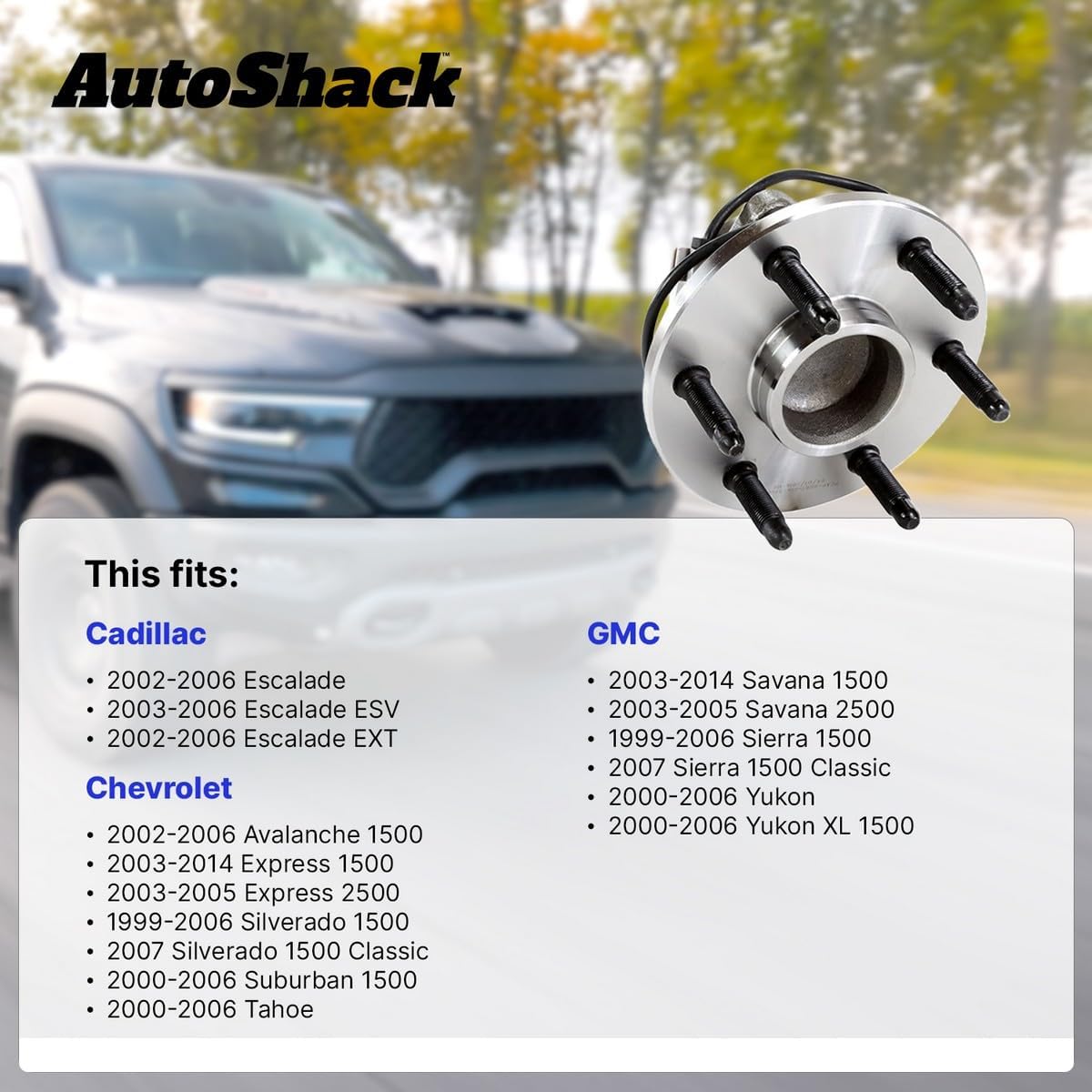 AutoShack Front Wheel Hub Bearing Assembly Left or Right with ABS Replacement for 2007 Chevrolet Silverado 1500 Classic 2003-2014 Chevrolet Express 1500 2007 GMC Sierra 1500 Classic 1-PC