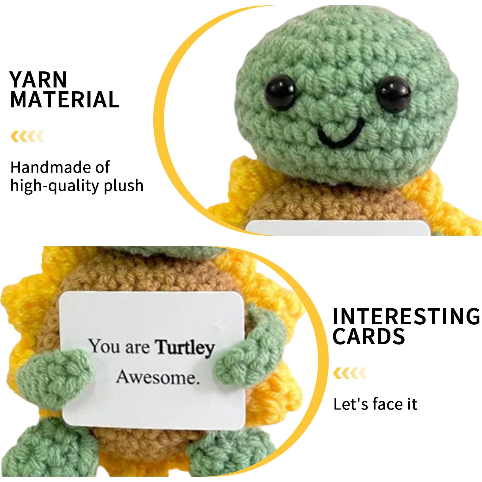 Positive Turtle,Funny Good Luck Easter Gifts with Cards,Emotional Support Positive Potato Crochet Animals,New Job/Leaving Gifts for Women/Men/Her/Him,Small Motivational Dolls for Kids,GirlFriend,Teens - Image 3