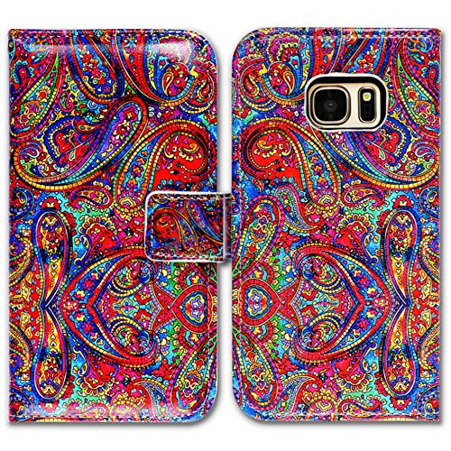 Bcov Galaxy S7 Edge Case, Bright Paisley Pattern Wallet Flip Leather Cover Case With Credit Card Slot Id Card Holder Kickstand For Samsung Galaxy S7 Edge #TOP14