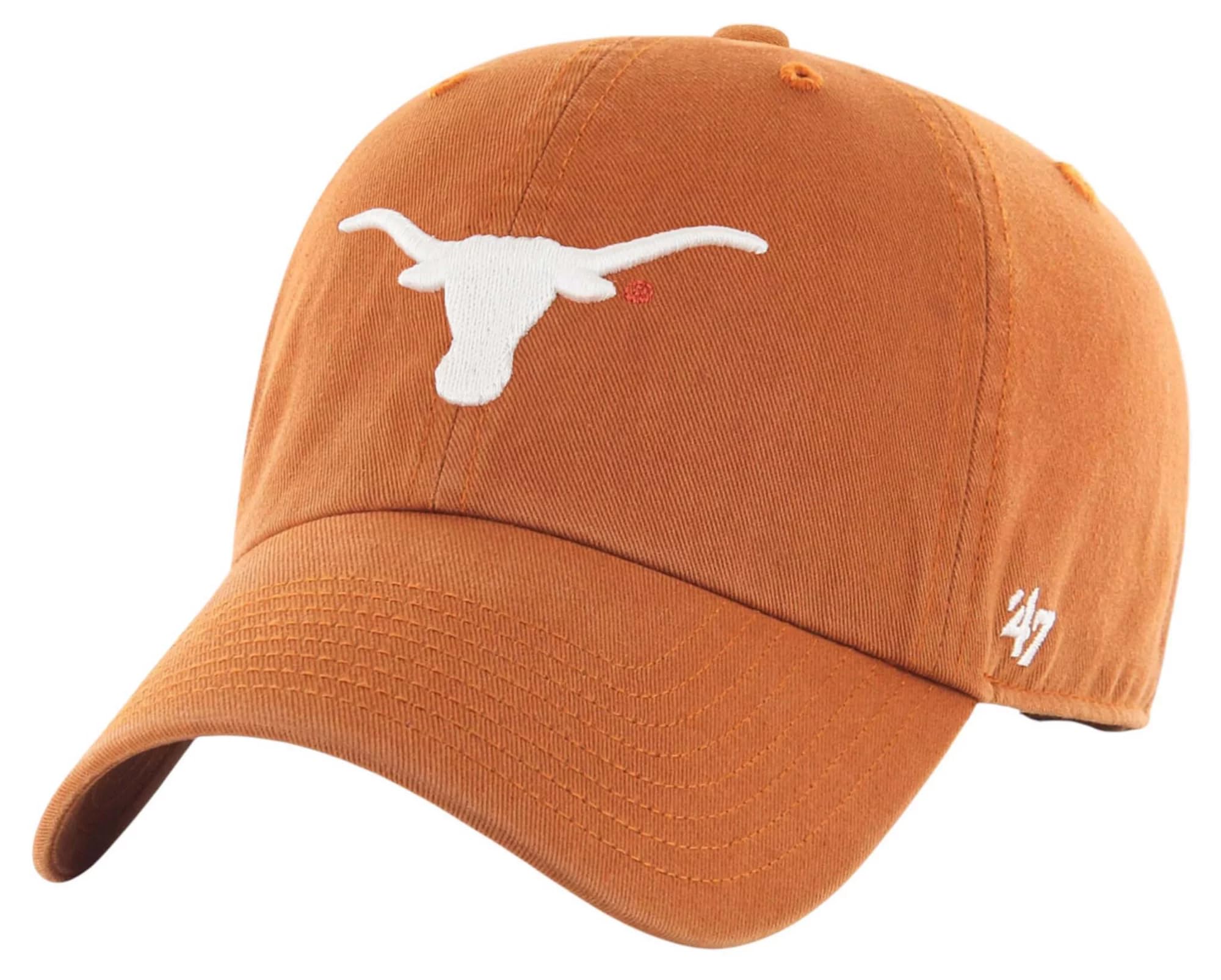 47 NCAA Unisex-Adult Clean Up Adjustable Hat Cap One Size, Texas Longhorns - Orange, One Size