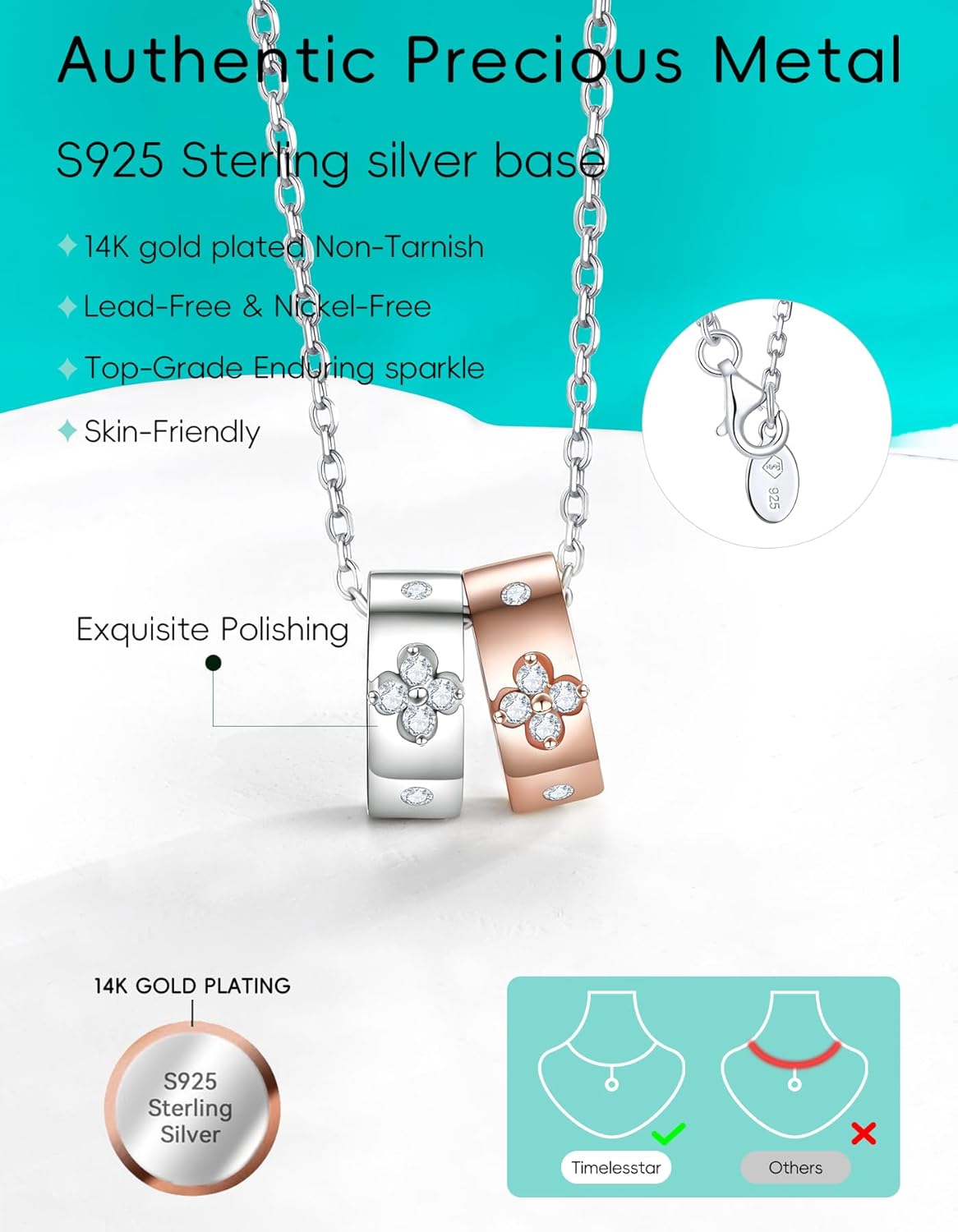 Premium Clover Necklaces for Women Dainty Pendant Gifts|Lab-Grown Moissanite|Lab-Grown Moissanite|14K Gold Plated S925 Sterling Silver Non Tarnish - Image 5