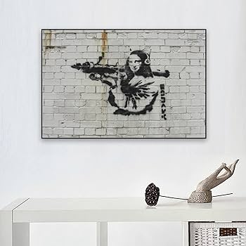 Amazon.com: Banksy Canvas Wall Art - Mona Lisa with Rocket