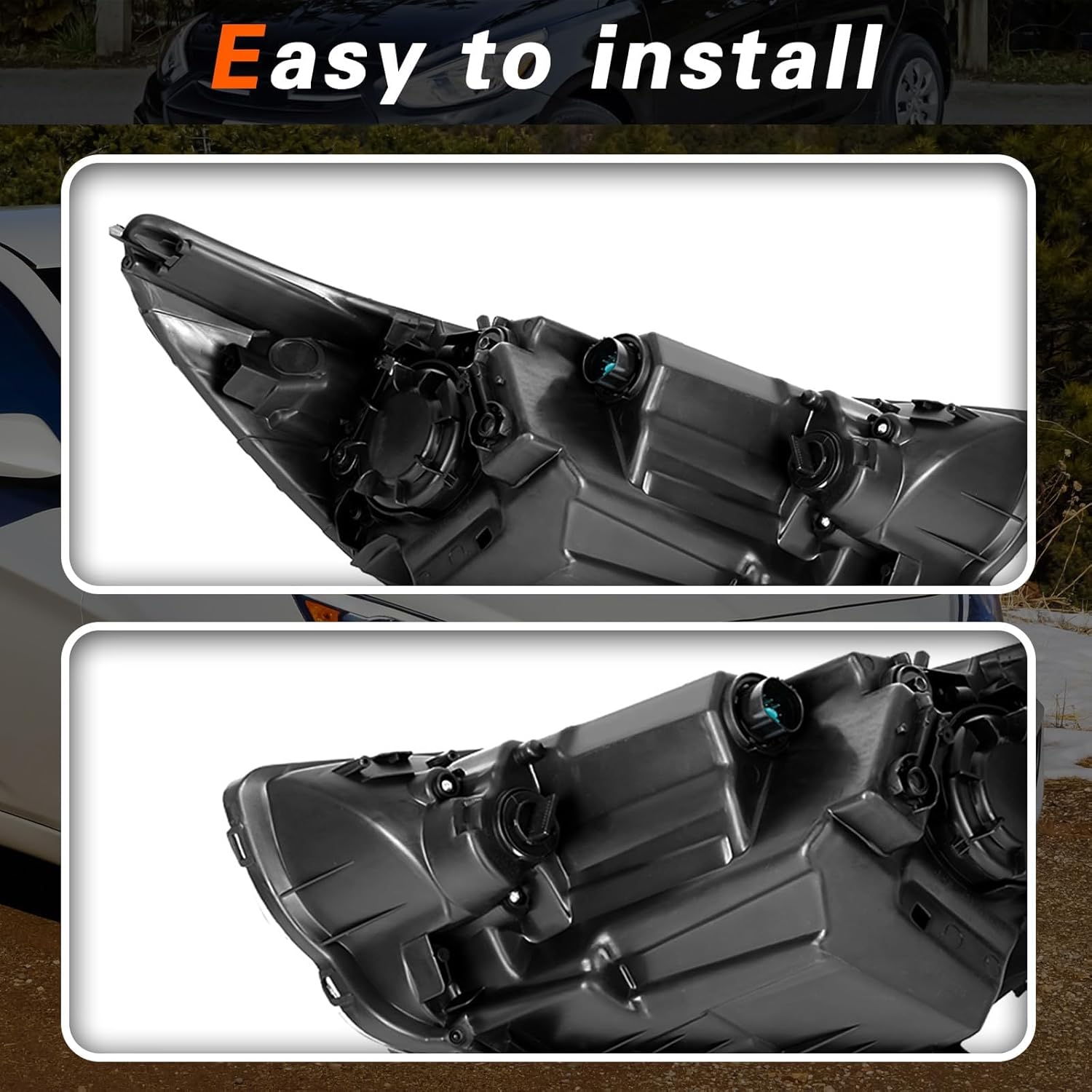 TODO Headlights Assembly Replaces 921011R710 921021R710 Compatible with 2015 2016 2017 Accent (Passenger Side)