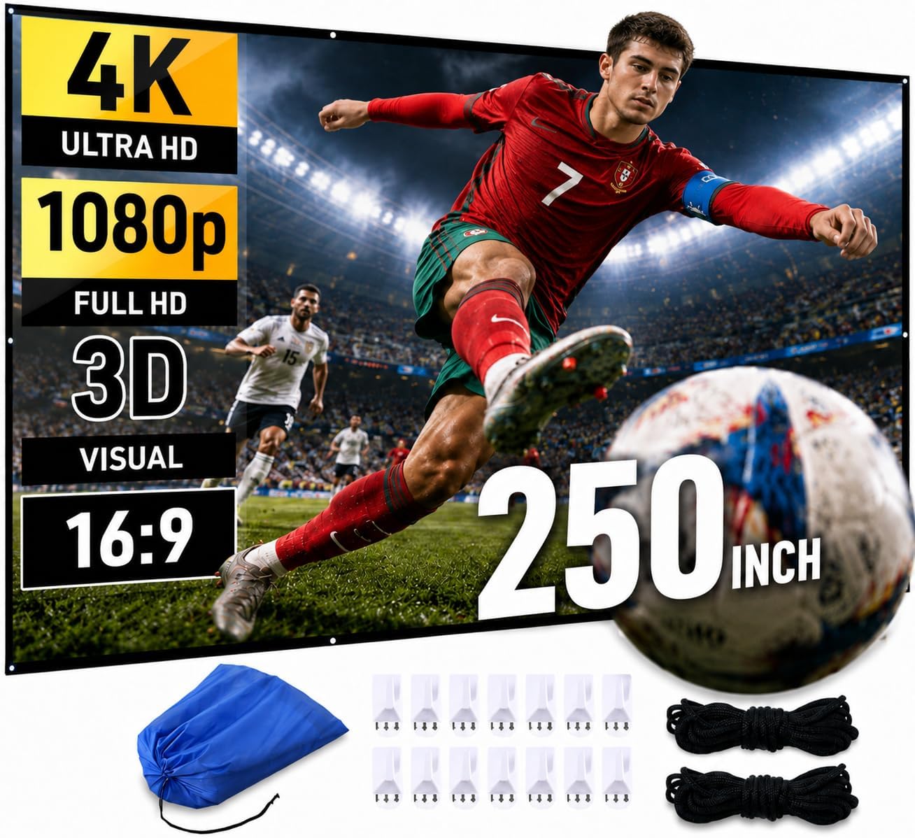 Japard 250 inch Projector Screen Outdoor Night Home Theater 4K Full HD