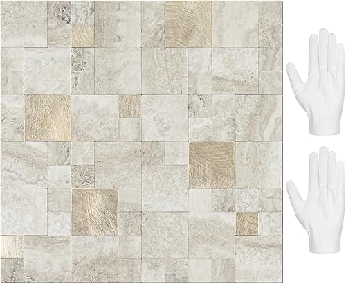 STICKGOO Azulejos autoadhesivos para salpicaduras de pelar y pegar, para cocina y baño, azulejos de pared autoadhesivos de metal mixto de PVC (10