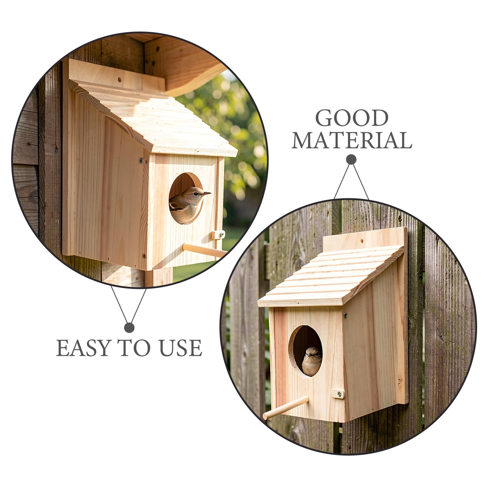 POPETPOP 2 Pièces Nichoir en Bois pour Oiseaux, Suspendu, Aéré, Beige,