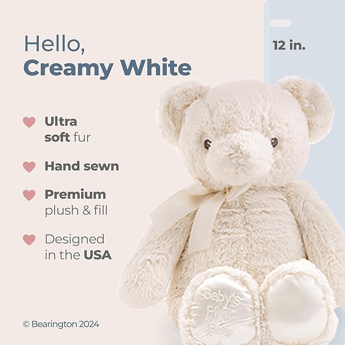 Oso de Peluche Bearington 12" Suave y Esponjoso - Blanco Crema miniatura 2