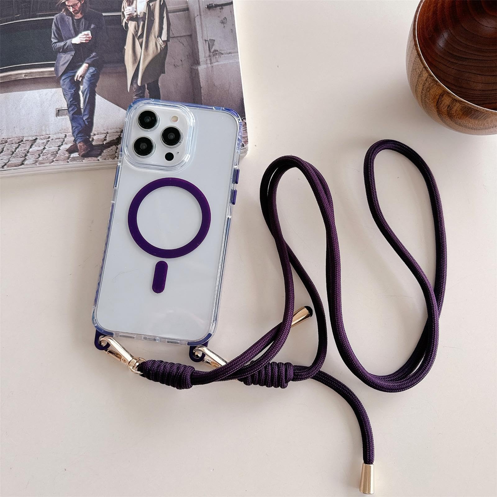 Coque iPhone 15 Pro Max anti-chute avec sangle magnétique amovible - 8