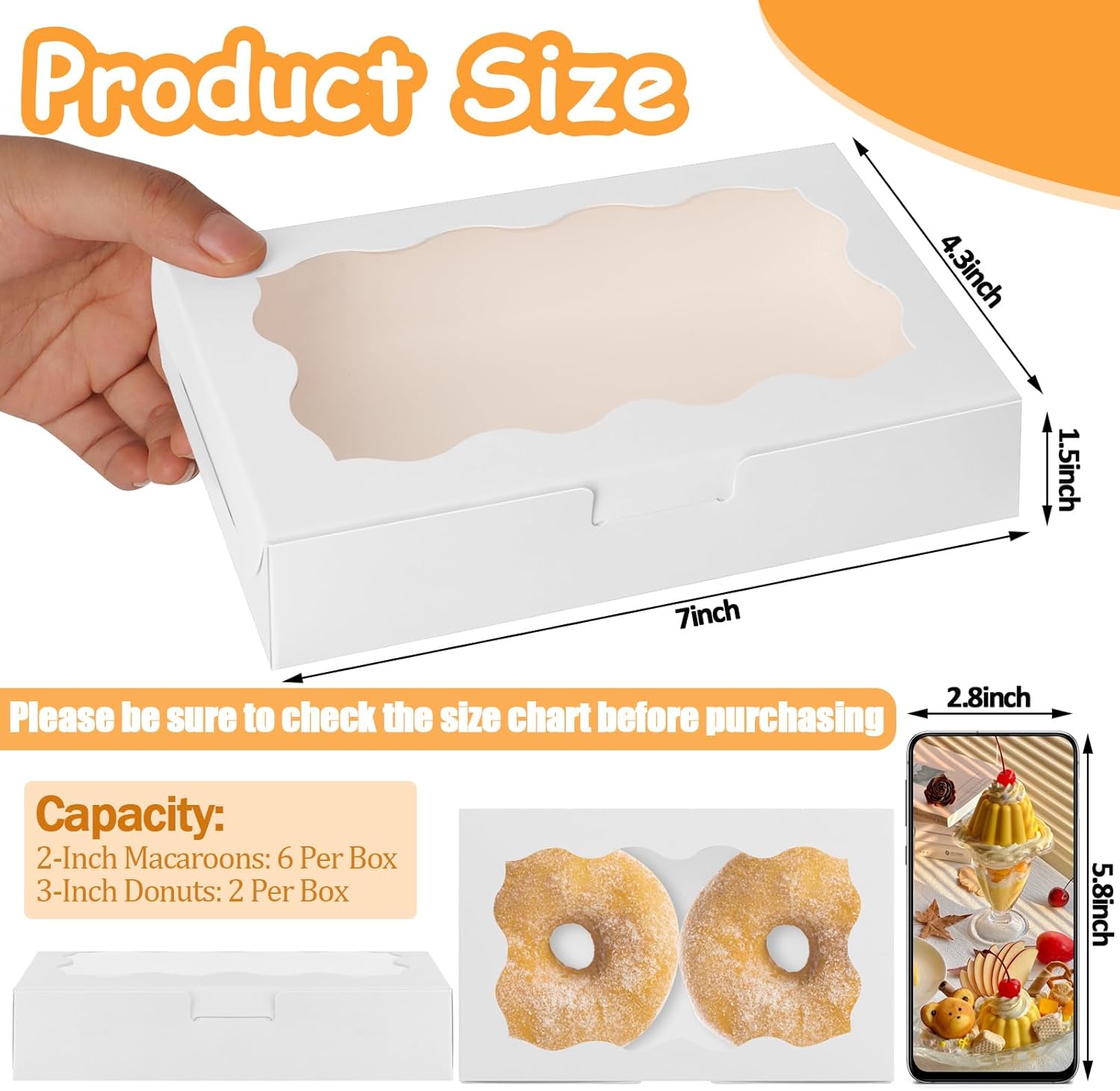 3/½ Inch Cookie Boxes with Clear Window Small White Cookie Boxes Bakery