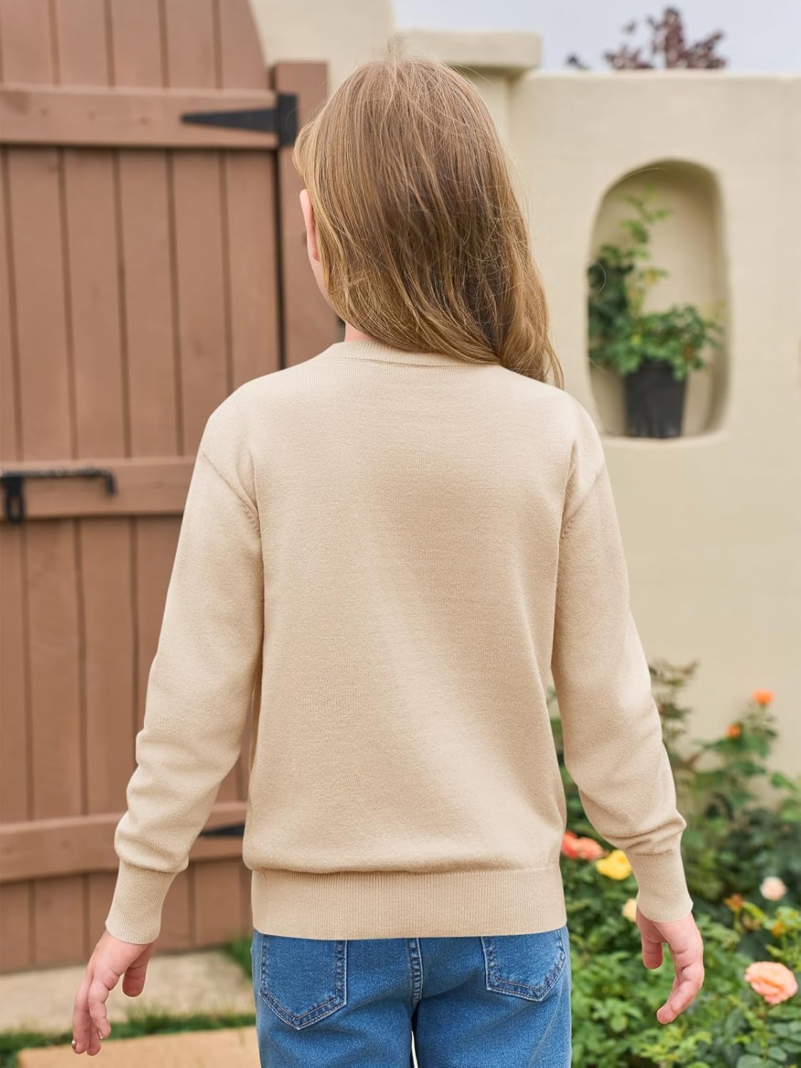 Haloumoing Girls Long Sleeve Sweaters Kids Casual Crew Neck Knit Cute Fall Pullover Tops 5-14 Years - Image 3