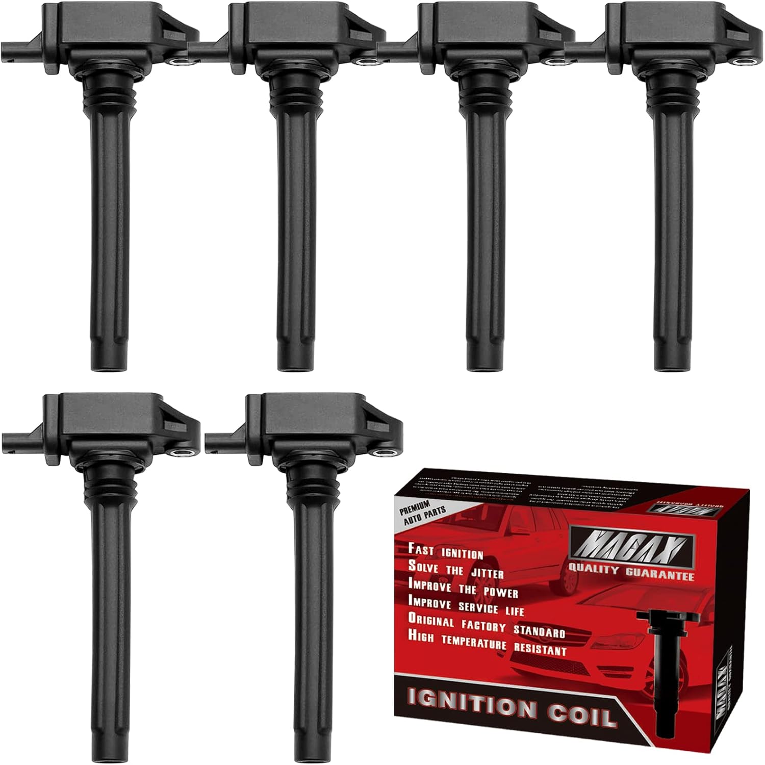 Set of 6 Ignition Coils UF648 C1791 Compatible with 2011-2016 Grand Cherokee Wrangler Chrysler Dodge Avenge Charger Durango RAM 1500 - V6 3.6L