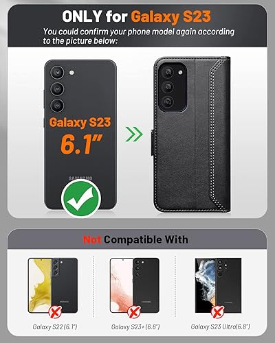 Miniatura 10 de OCASE Funda tipo cartera compatible con Galaxy S23 5G, de piel sintética, con tarjetero, bloqueo RFID, soporte de protección contra golpes, carcasa