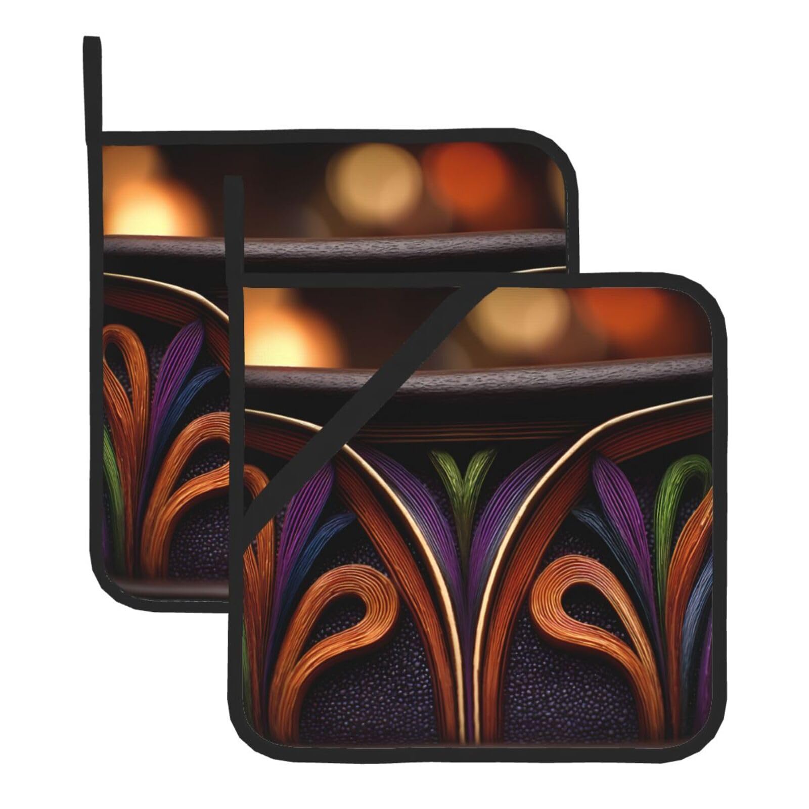 Colored Lines Square Heat Resistant Trivet Set Thick and Durable for Baking Barbecue Cookware Oven