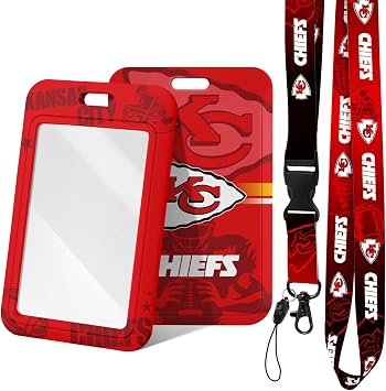 Badge Holder with Lanyard for Football Fans, Hard Plastic Key Card Work Badge Sleeves, School, Factory, ID Credit Cards, Proximity Key Cards, Driver Licenses and Passes