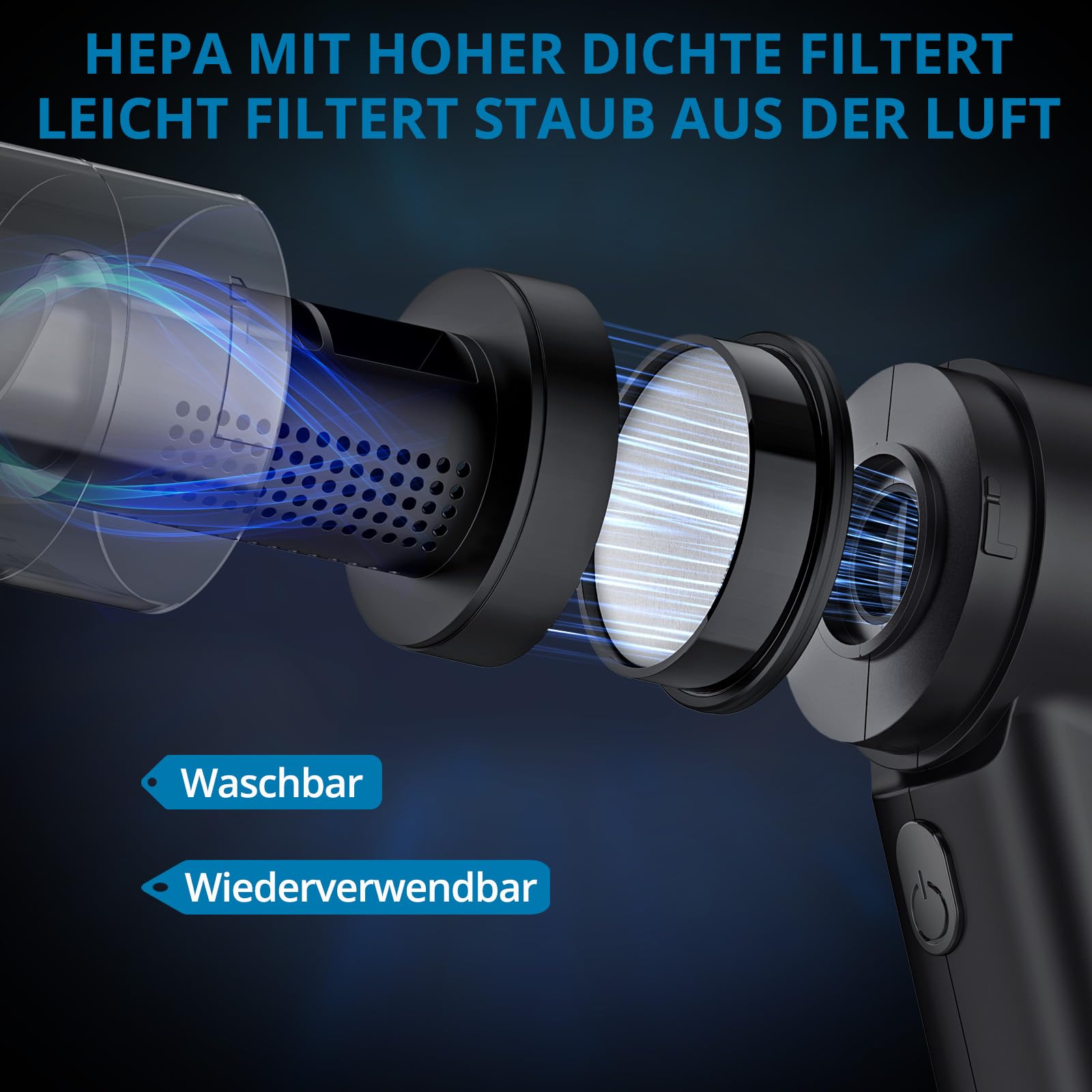 AUTOUTLET Mini Handstaubsauger Kabellos, 4 in 1 Staubsauger Auto Brushless Motor 11KPA High Power, 2-Gang 85000 U/min Druckluftspray, Akku Auto Staubsauger für Outdoor, Office Reinigung und Tierhaare