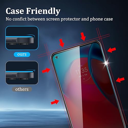 Miniatura 3 de Paquete de 4 protectores de pantalla de privacidad compatibles con Motorola Moto G Stylus 5G con 2 protectores de lente de cámara, dureza 9H,