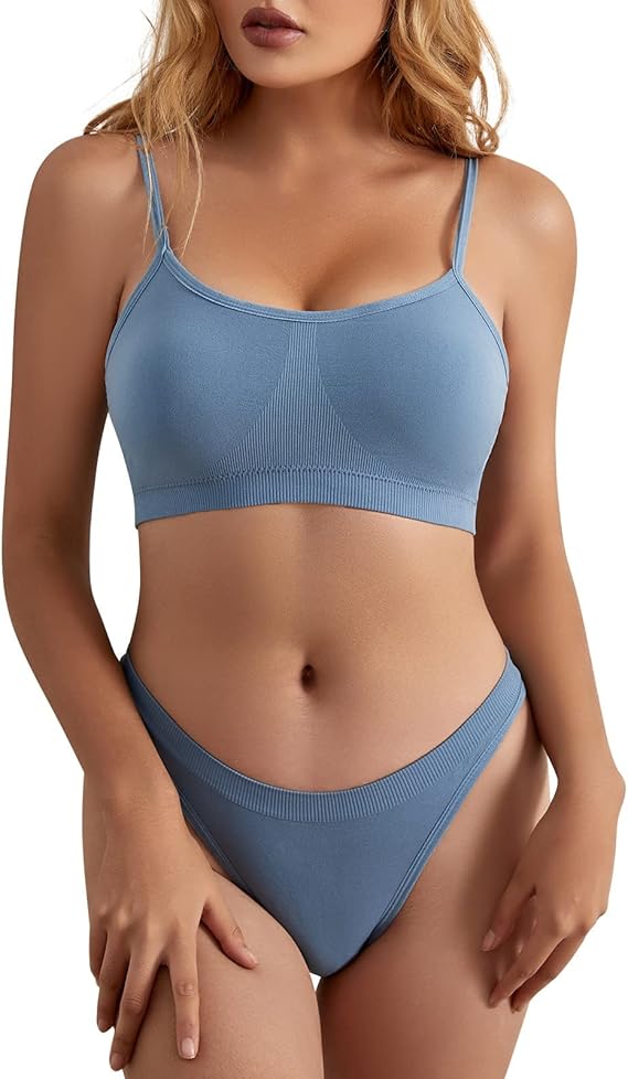 Amazon ブラショーツセット 福袋 ノンワイヤー 女性のuネックシームレス下着ランジェリーソリッドブラレットとセット ランジェリー 上下セット ティーバック セット 通販