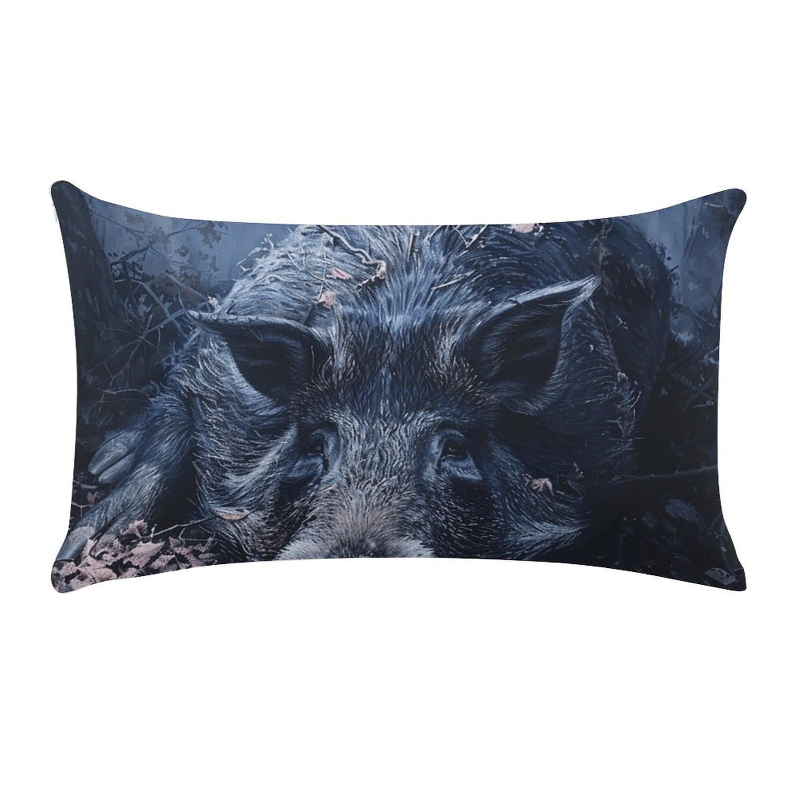 Wild Boar on The Ground Pillow Cases for Sofa, Super Soft Plush Pillow Cover with Zipper, Luxury Cozy Pillow Shams for All Seasons, Lightweight Pillowcases for Bedroom, 12" X 20"