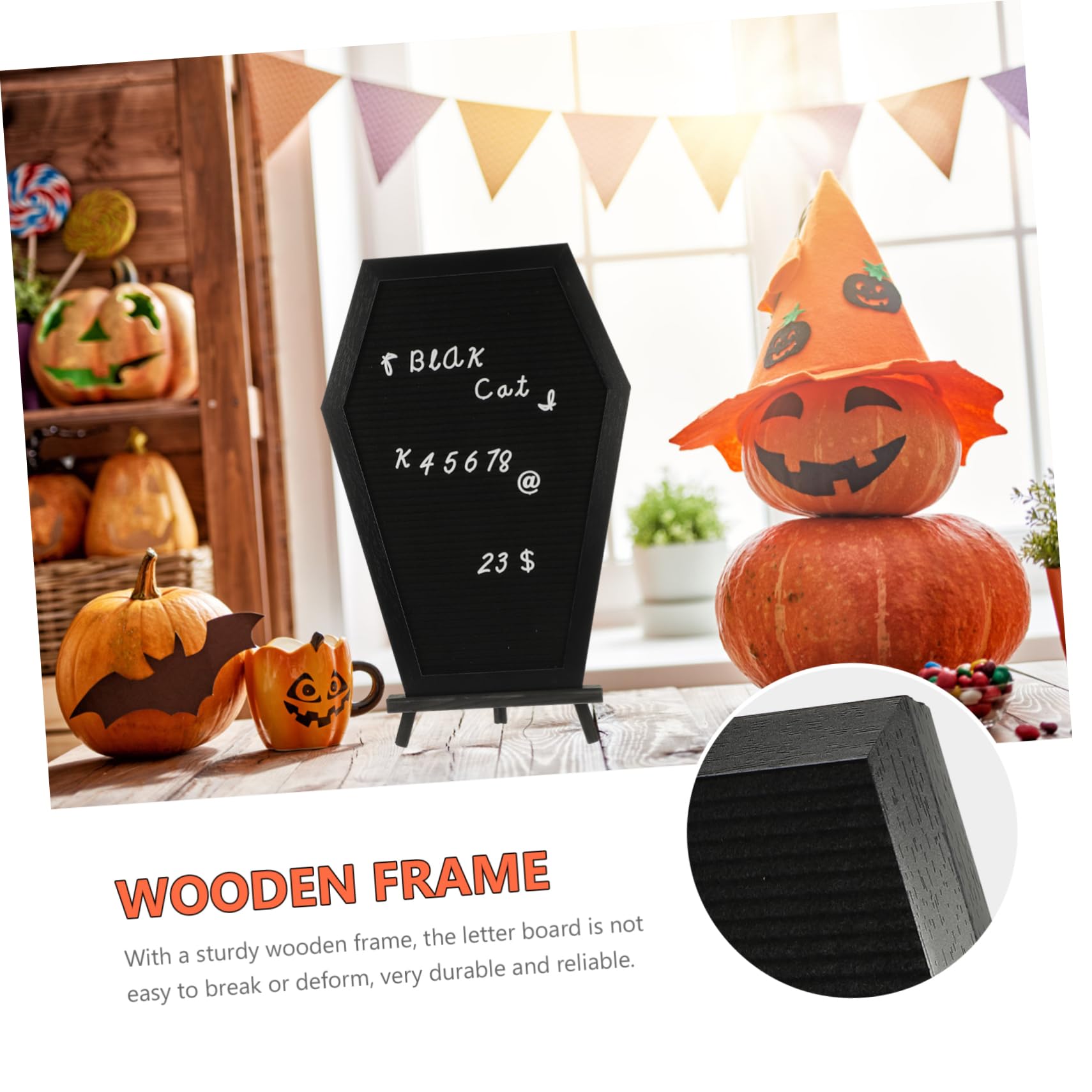 VILLCASE Halloween Lettering Decor Diy Letter Board in Coffin Shape Household Message Board