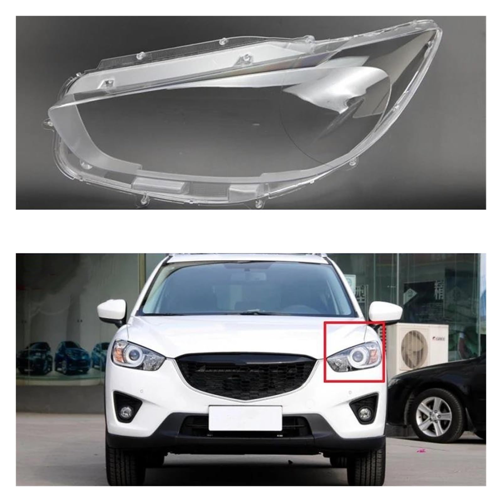 Genérico Transparente Para Mazda CX-5 CX5 2013 2014 2015 2016 Accesorios Para El Coche Reemplazar Una PC Transparente Luces Shell Pantalla Frontal Cubierta Lente Faro(bien)