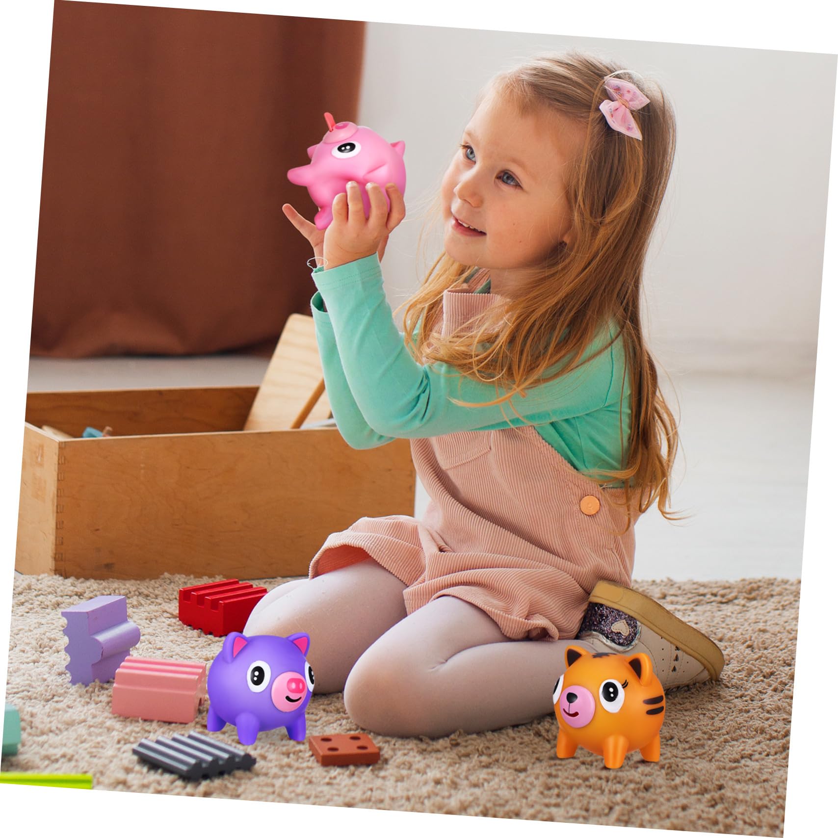 Toddmomy Jouets à Presser pour Réduire Le Stress Jouets Anti-Stress Amusants et Colorés Lot de 5 en PVC de Cochon et Ours pour Garçons et Filles