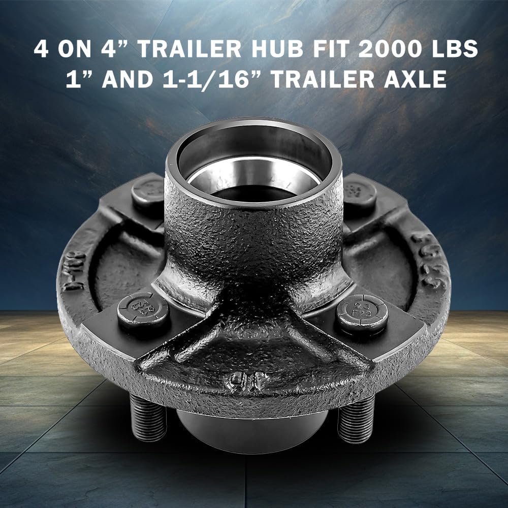 2,000 lbs Trailer Idler Hub Kit with 4 on 4" Bolt Idler Hub & Round BT8 Spindle,2 Sets