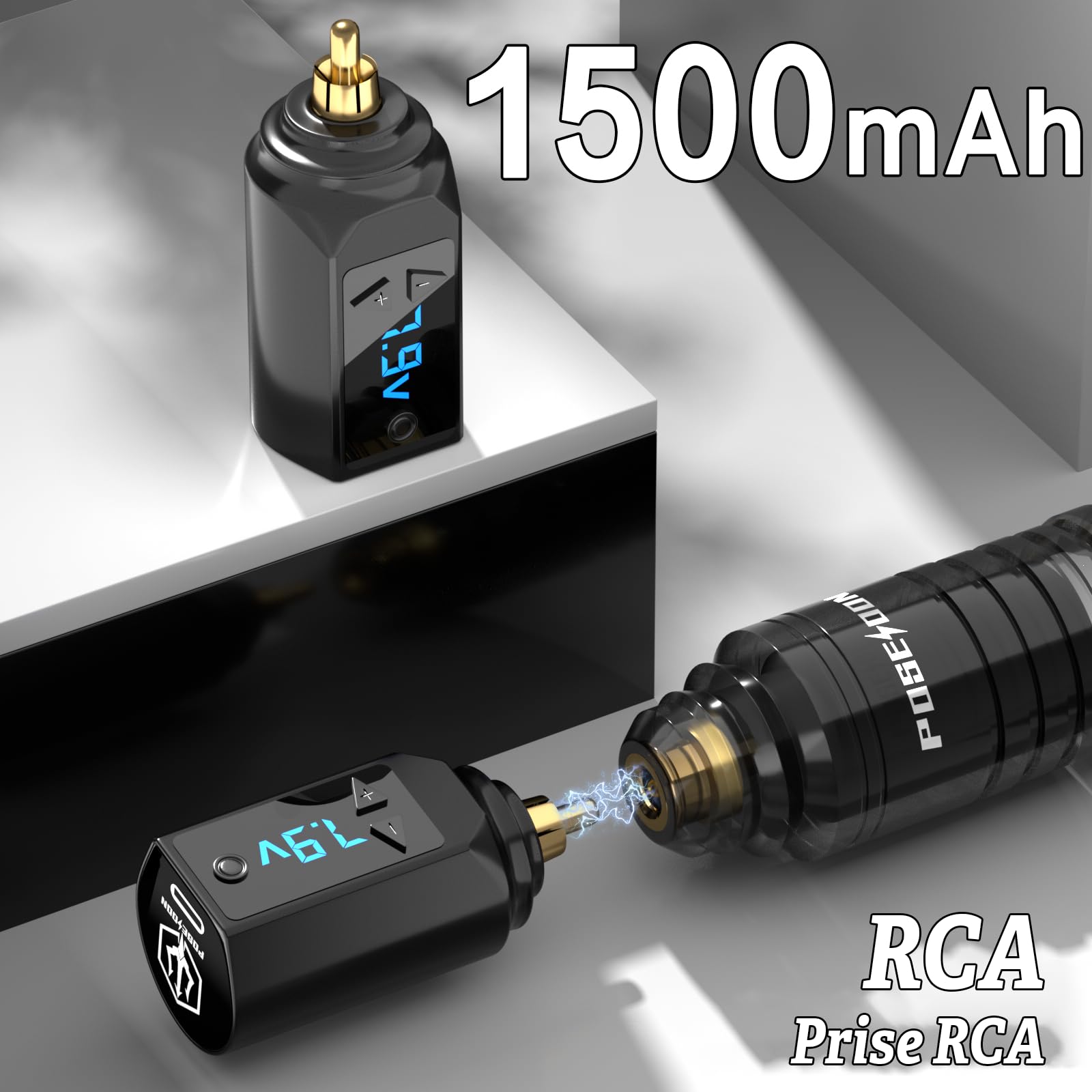 Kit de Machine à Tatouer Rotative Sans Fil POSEIDON avec 20 Cartouches d'Aiguilles,Encres & 2 Batteries Rechargeables | Pistolet à Tatouer Professionnel Portable pour Débutants | Fournitures Complètes