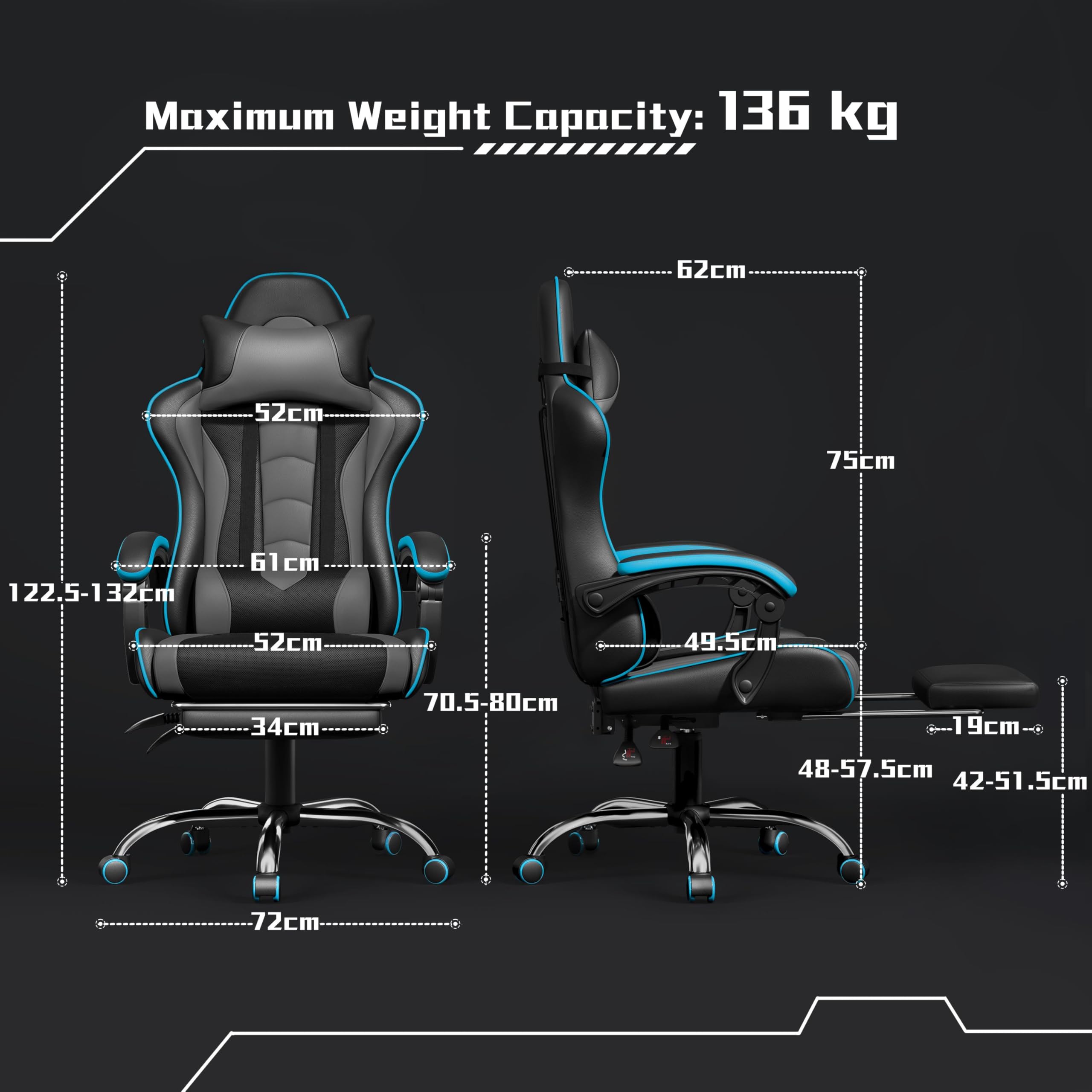 Yaheetech Gaming Chair Racing Computer Chair for PC with Massage Lumbar Support Office Chair with Footrest Adjustable Headrest Black Red Yaheetech Gaming Chair Racing Computer Chair for PC with Massage Lumbar Support Office Chair with Footrest Adjustable Headrest Black Red