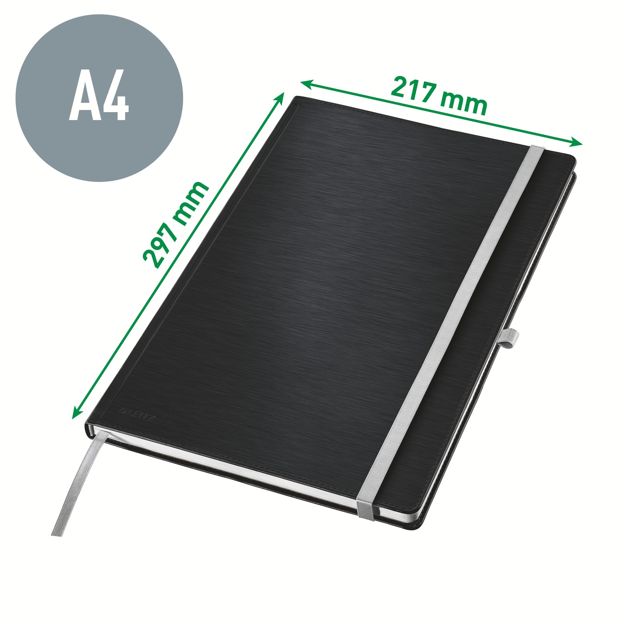 Leitz Style A4 Notizbuch Kariert, Hardcover, 160 Seiten, 80 Blatt, FSC-zertifiziertes 100 g/m² Papier, Verschluss & Lesezeichen, für Büro & Home Office, Blau, 44761069