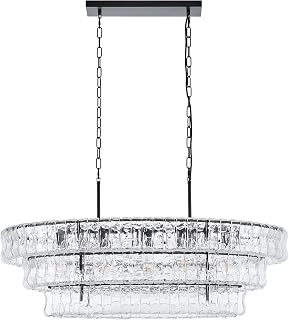 40.75 Inches Large 3-Tier Modern Glass Chandelier for Kitchen Island, Farmhouse Dining Room Light, Contemporary Pendant Chandelier for Entryway Foyer