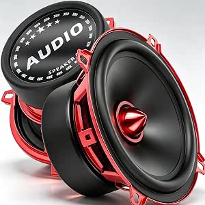 5.25 Inch Car Speakers 600W Woofer Red Aluminum Bullet 4 Ohm Midrange Audio