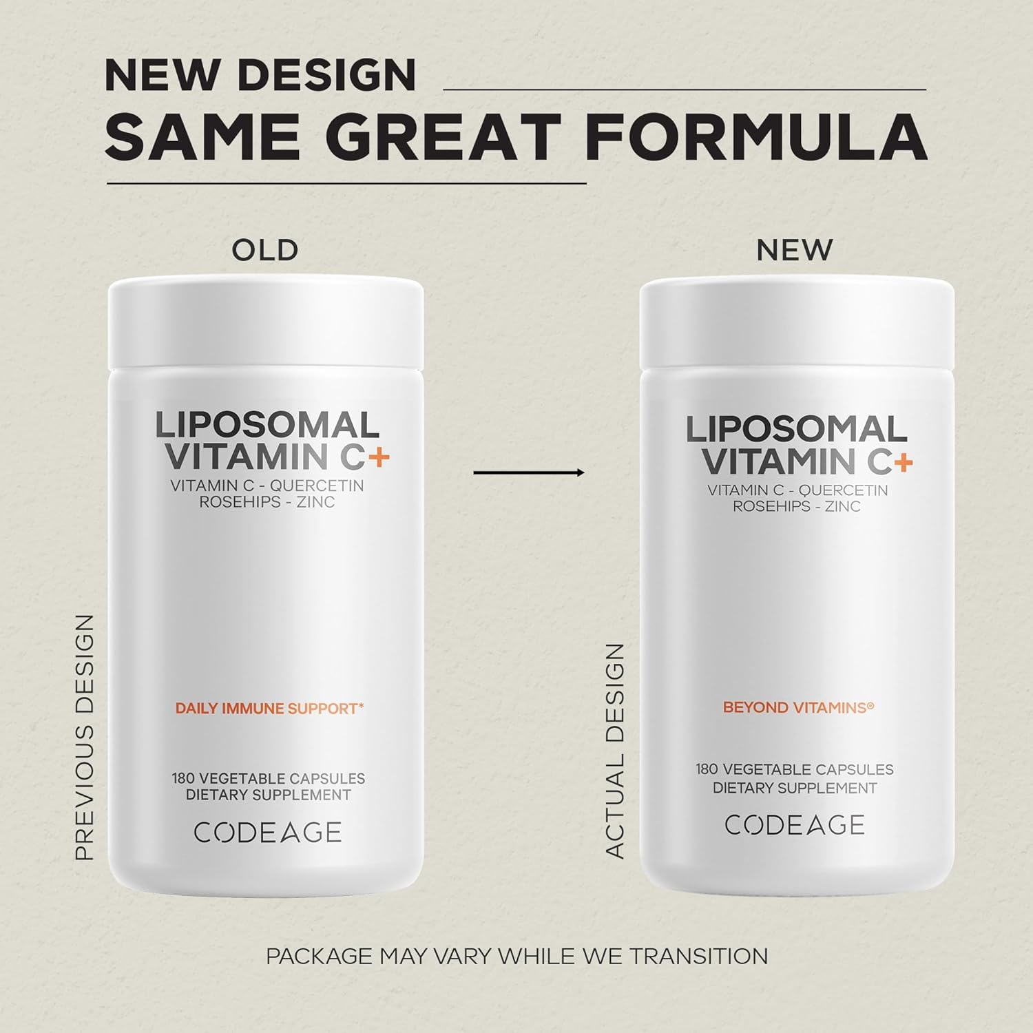 Codeage Liposomal Vitamin C 1500mg with Zinc, Elderberry, Citrus Bioflavonoids Grapefruit, Lemon, Orange Powder, Quercetin & Rose Hips Fruit – Vegan Supplement - Non-GMO, Vegan Pills, 180 Capsules