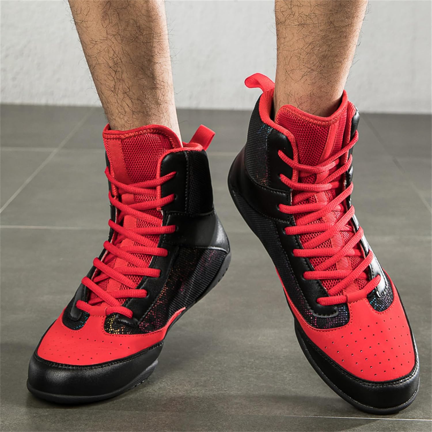 Cmadolrs Men's and Women's High Top Fighting Wrestling Shoes, Breathable Non-Slip Wrestling Fitness Training Boxing Shoes