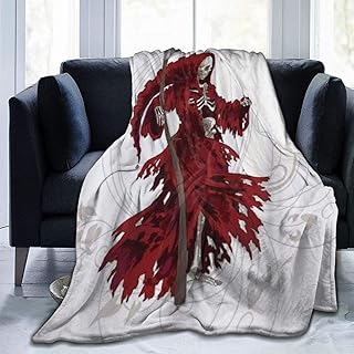 COFEIYISI Franela Manta para Cama Sofá Silla,Esqueleto gótico Multicolor Grim Reaper Cráneo de Granjero Muerto con Capucha Danger Evil,Cálida,Cómoda Y Duradera 153x204cm