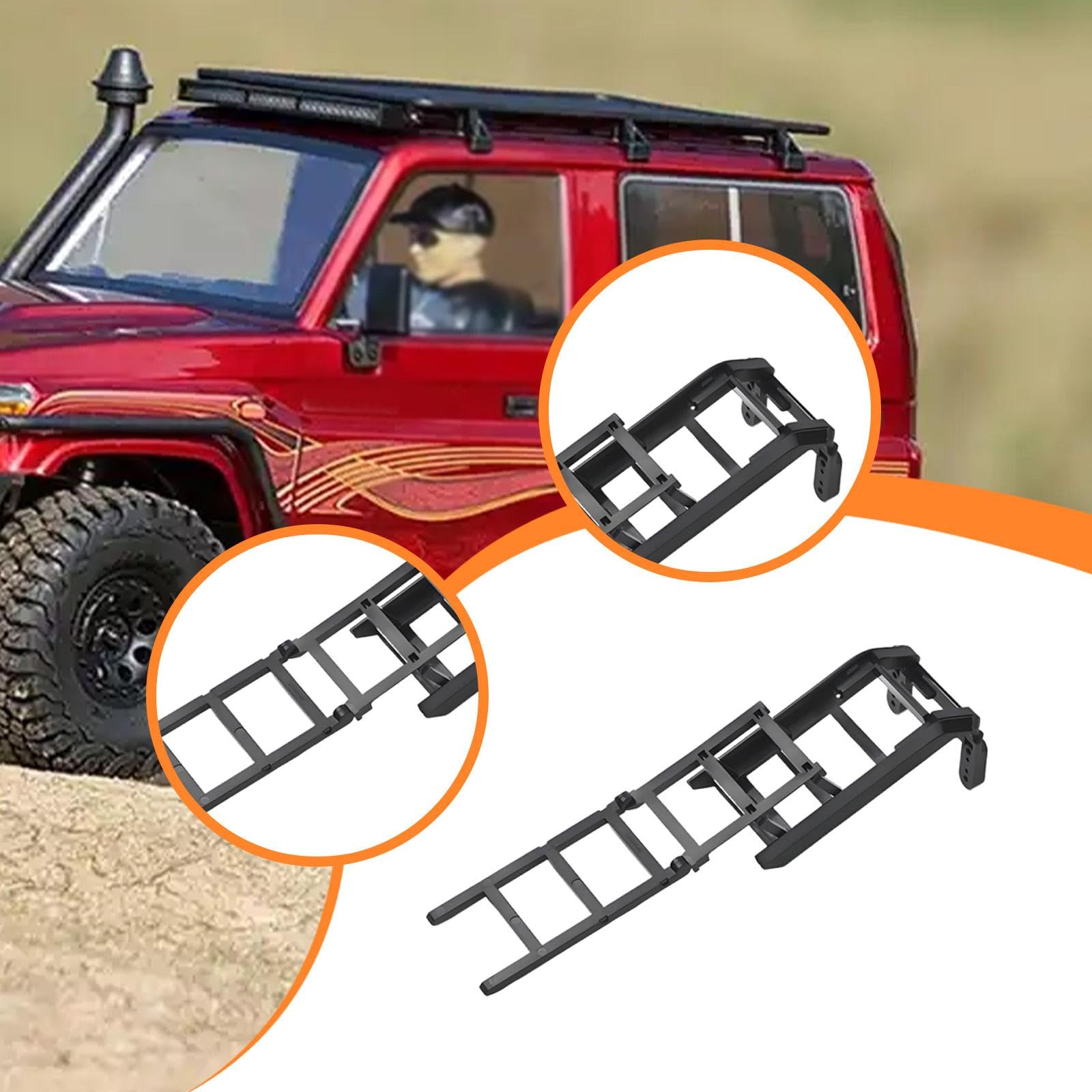 Fenteer Escaleras para Coche RC Crawler 1/10, miniescaleras, modificación, simulación, Mejora del Rendimiento, Accesorios de Bricolaje, Escalera para, Negro, Style B