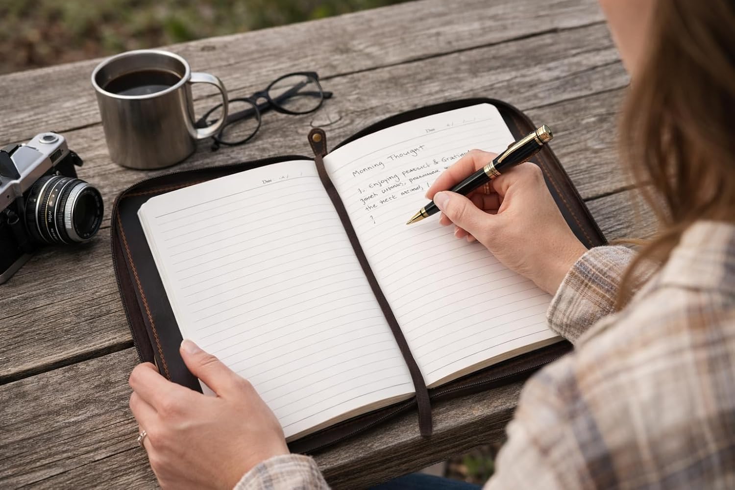 XL Leather Journal Cover with Zipper & Card Holder – Refillable Full Grain Leather Notebook Cover for 7.0 x 9.8 Inches, Sketchbook 7.5 x 9.75 Inches & B5 – Compatible with Large Journals, Planners & Writing Pads