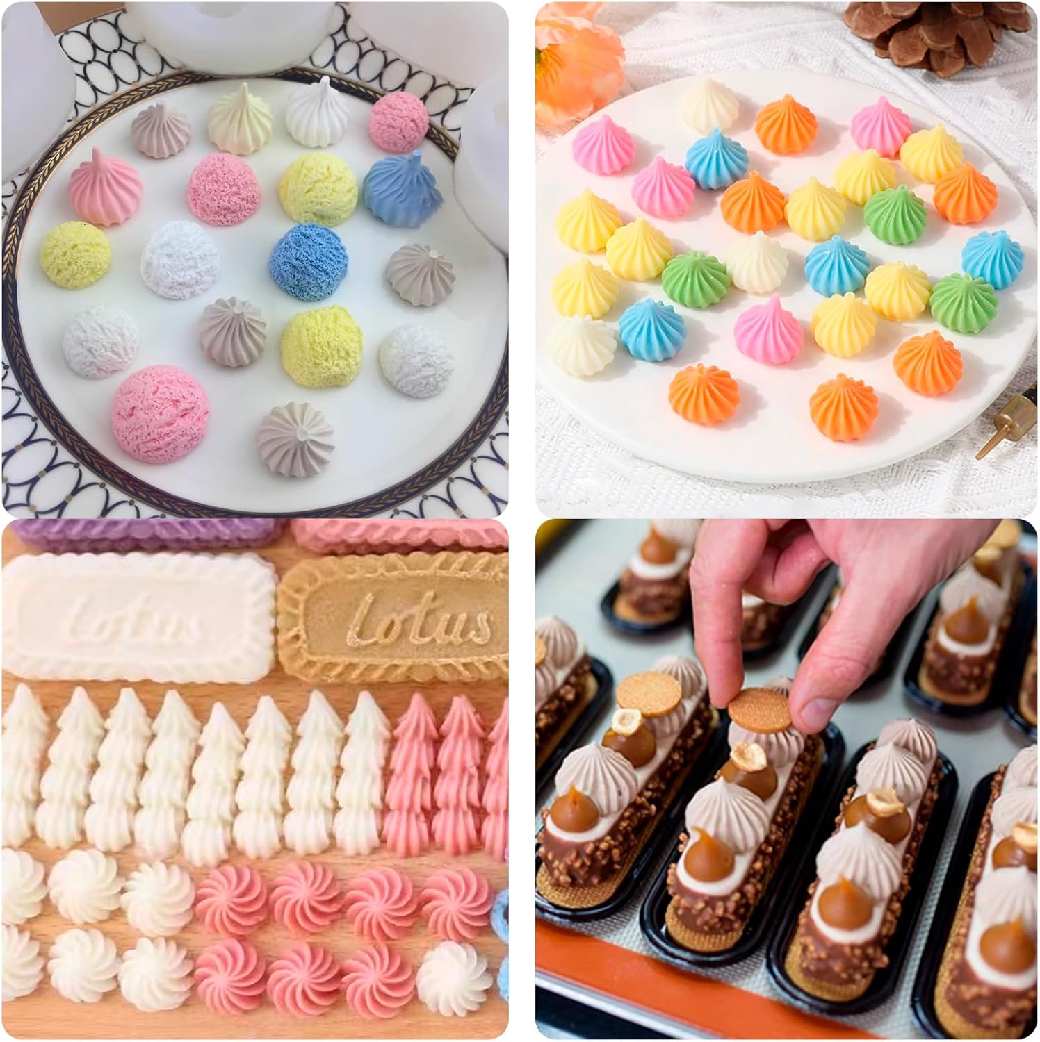 3D Cream Chocolate Silicone Molds, 2 Pcs Mini Cookie Fondant Molds, Cake Decoration kitchen Baking Molds for Birthday Tea Party Cupcake Topper Candy Sugar Craft Gum Paste Clay Resin