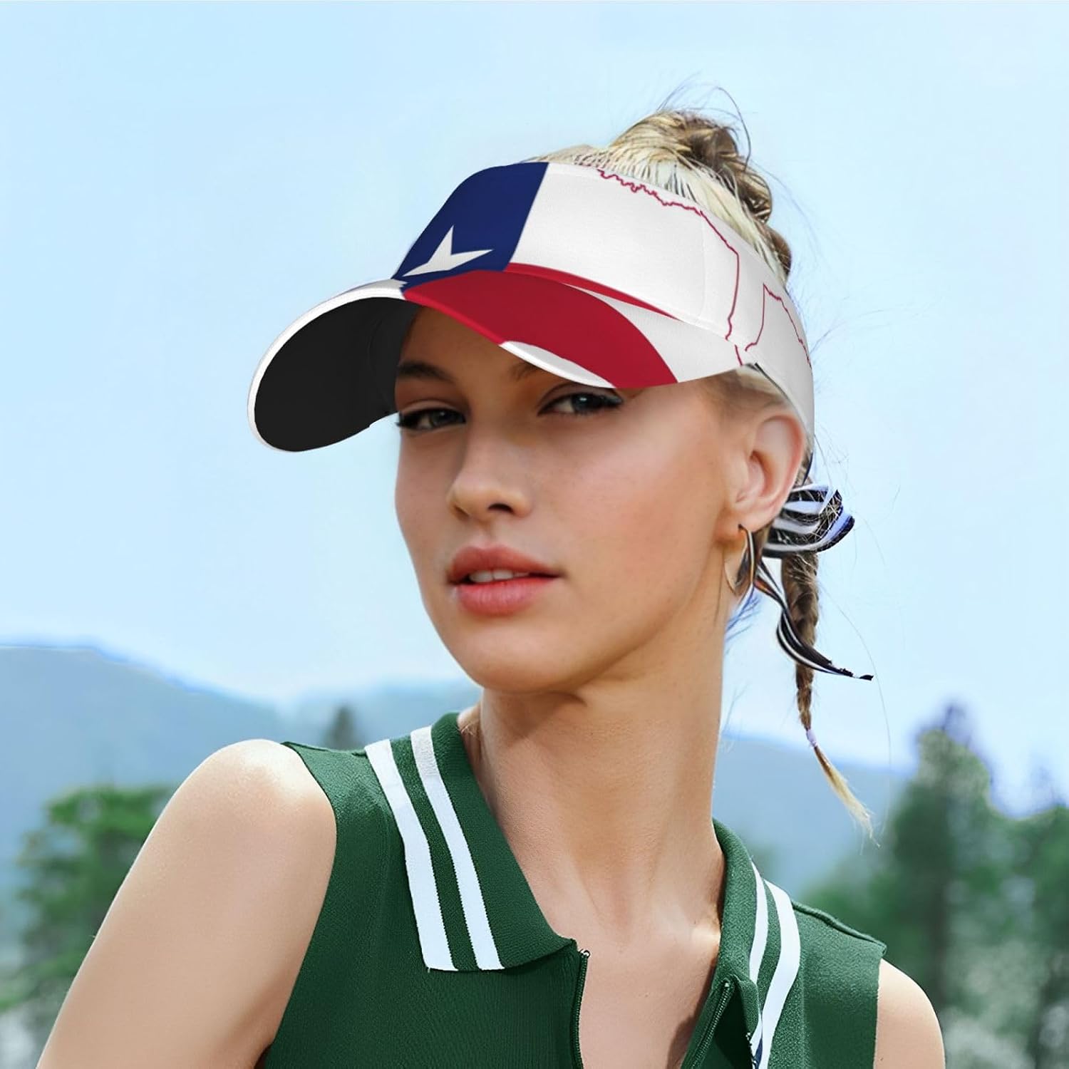 Texas State Flag Map Print Sport Sun Visor Hats Adjustable Empty Top Baseball Cap Ball Caps Sun Hat for Women and Men Black