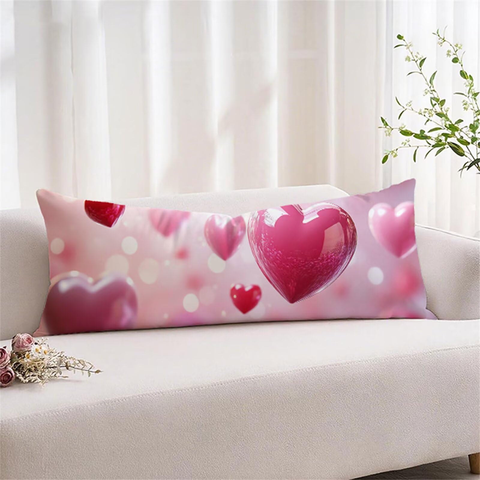 Różowa poduszka do spania na boku, poszewka na poduszkę 70 x 210 cm, poduszka do spania na boku, z ukrytym zamkiem błyskawicznym, na łóżko, sofę, miękka, odporna na poduszkę, prezent dla kobiet