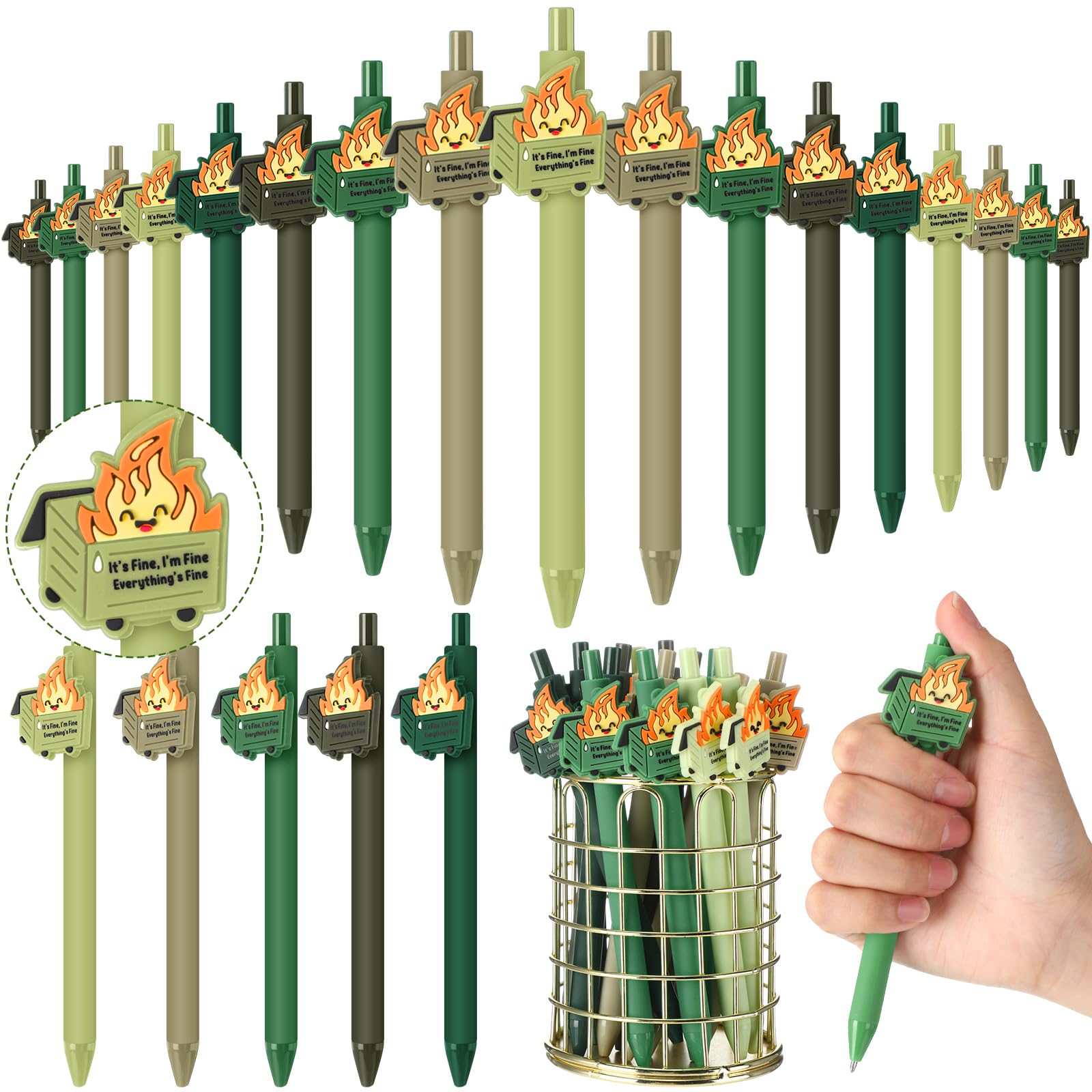 Sayglossy 30 Pcs Dumpster Fire Gifts Funny Dumpster Fire Ballpoint Pens Emotional Appreciation Support Pens for Employee Appreciation Support Gift for