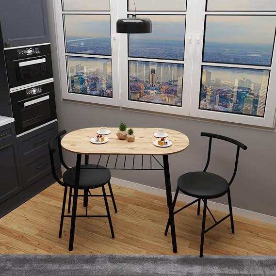 Table Set for 2 Persons Kitchen Table Chair Set Upholstered Pine 1346