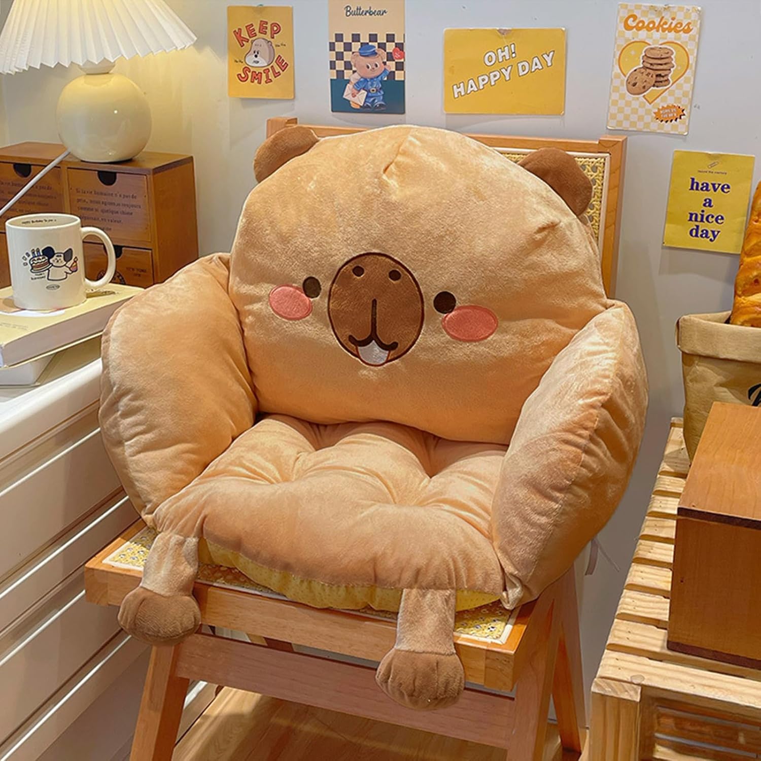 Ditucu Capybara Seat Cushion Kawaii Chair Cushions 17.7 x 15.7 inch Cute Stuff Comfy Lazy Sofa Floor Pillow for Gaming Chairs Room Decor Brown - Image 5
