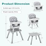 BABY JOY Baby Chaise haute, 8 en 1 Chaise haute convertible pour bébés & Siège d'appoint pour tout-petits Ensemble de table et de chaise Assemblage de bâtiment Chaise d'enfant avec harnais de sécurité, plateau amovible (Gray)